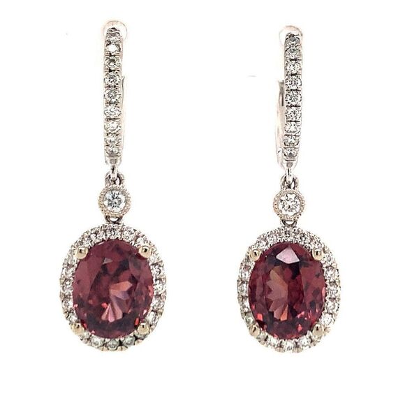 Natural Tourmaline Diamond Earrings 18k Gold 6.62 TCW Certified $6,950 017705 - Picture 1 of 15